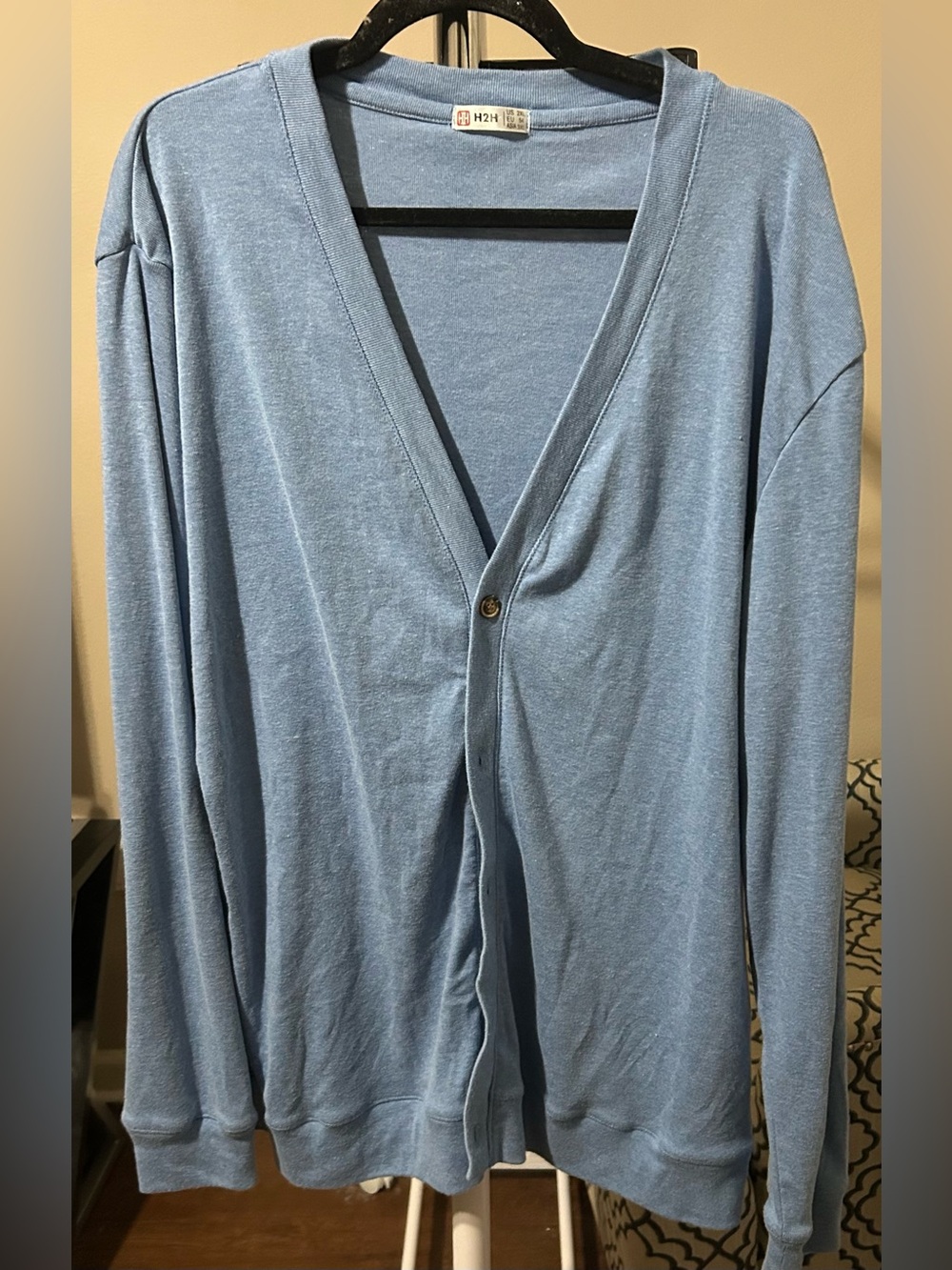 H2H Light Blue V-Neck Cardigan Sweater